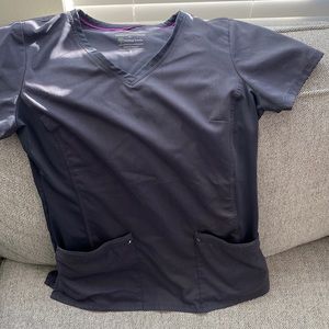 Gray Purple Lable Yoga scrub set